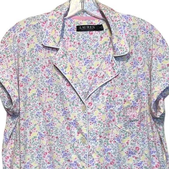 Lauren Ralph Lauren Classic Cotton Blend Soft Pajama Sleepwear Top Short Sleeve - Picture 3 of 11